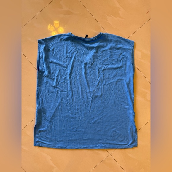 EILEEN FISHER Womens  Boxy V-Neck Tee Shirt Top in Coast Blue Short Sleeve L - Picture 5 of 16